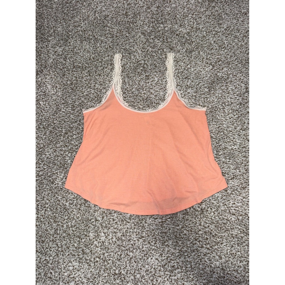 Victoria's Secret Coral Pink Ribbed Lace Trim Cami Top Small 363033-B4U
